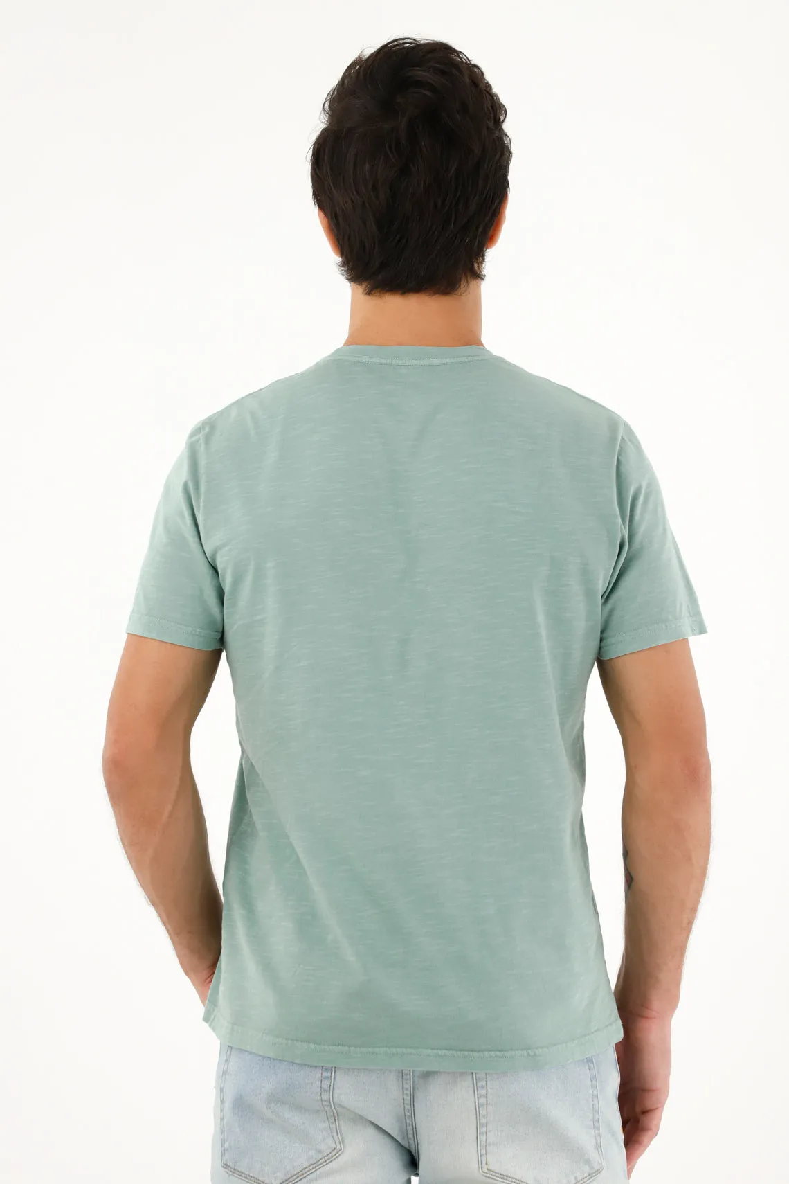Camiseta verde en 100% algodón para hombre