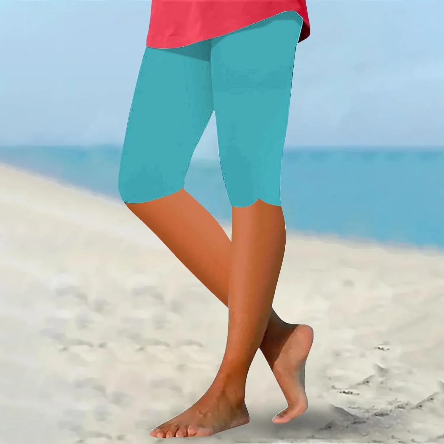 Capri Leggings for Women Trendy Waisted Hollow Yoga Quarter Pants Lightweight and Comfortable Quarter Pants Solid Color