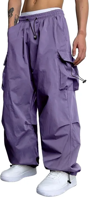 Cargo Pants for Men Baggy, Men's Baggy Cargo Pants Trendy Casual Parachute Pant Loose Fit Harem Joggers with Pockets