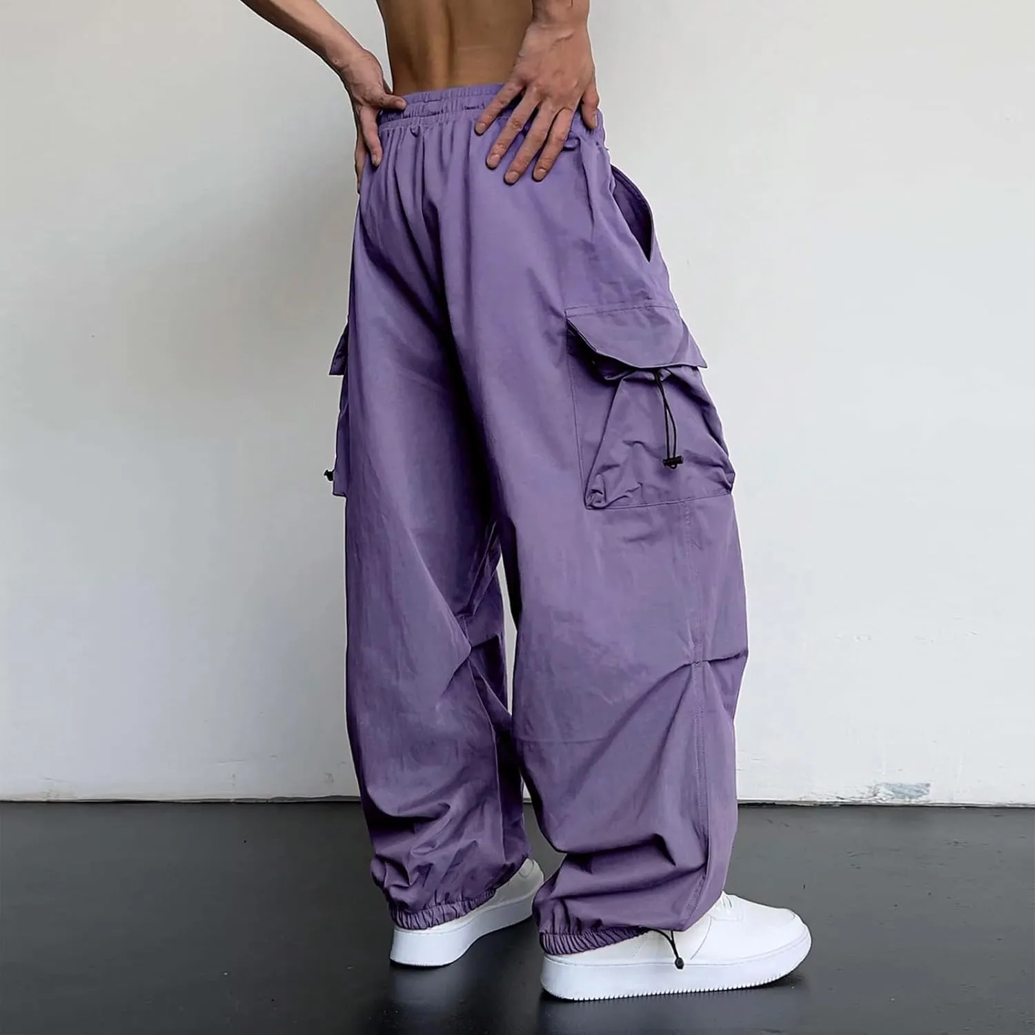 Cargo Pants for Men Baggy, Men's Baggy Cargo Pants Trendy Casual Parachute Pant Loose Fit Harem Joggers with Pockets