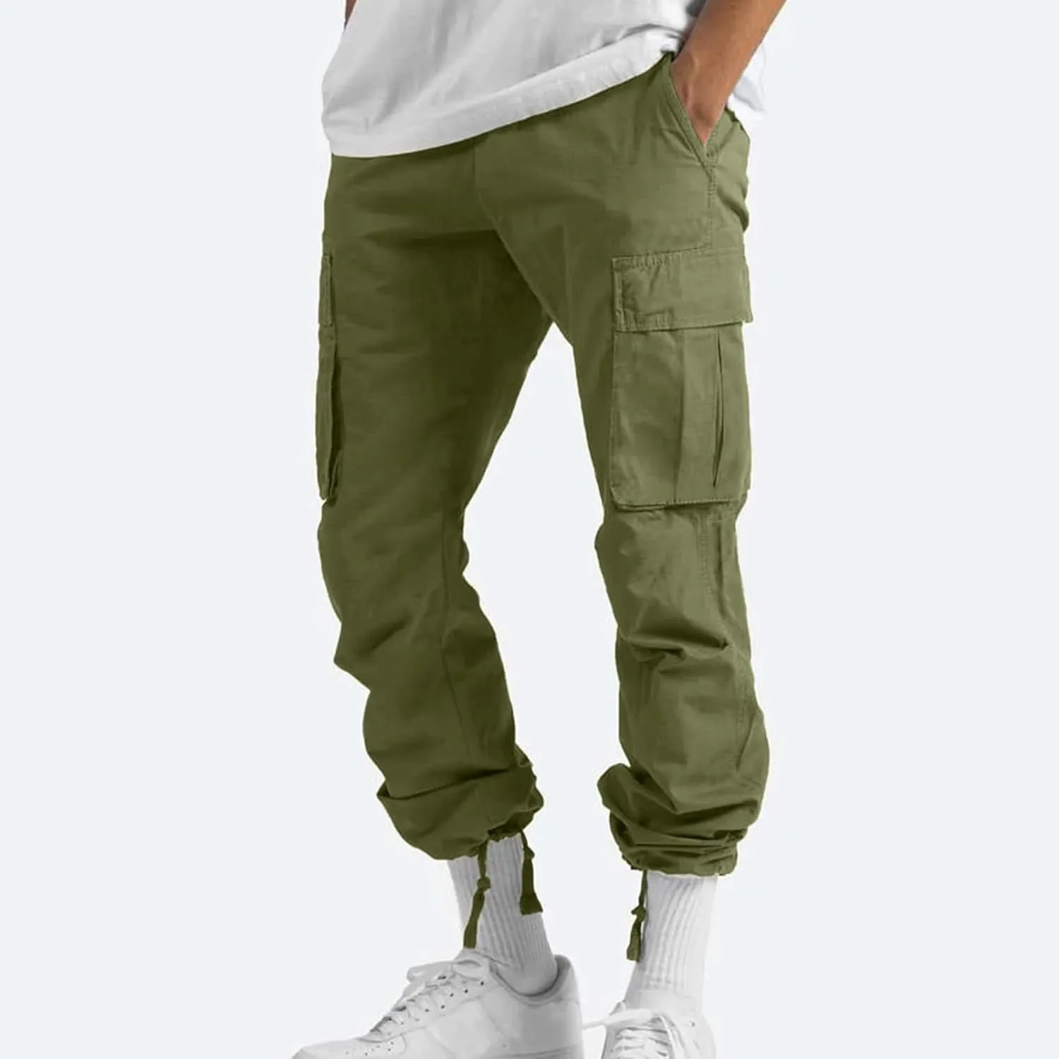 Cargo Pants for Men Lightweight Comfy Outdoor Hiking Tactical Pants Baggy Elastic Waist Wide Leg Joggers with Pockets