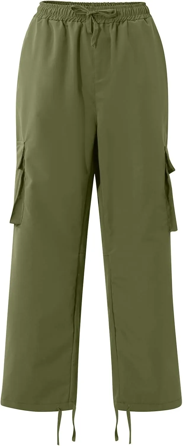 Cargo Pants for Men Lightweight Comfy Outdoor Hiking Tactical Pants Baggy Elastic Waist Wide Leg Joggers with Pockets
