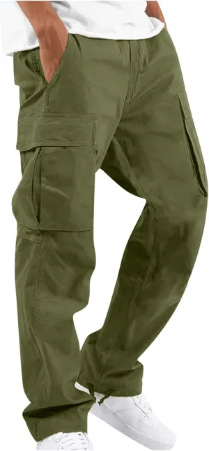 Cargo Pants for Men Lightweight Comfy Outdoor Hiking Tactical Pants Baggy Elastic Waist Wide Leg Joggers with Pockets