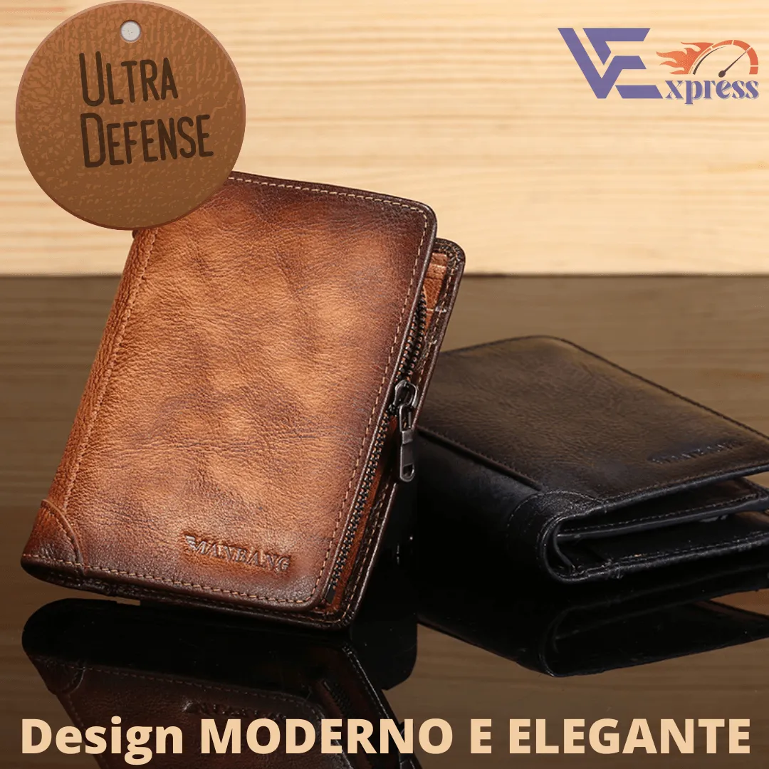 Carteira Masculina em Couro ULTRA DEFENSE - AntiFurto RFID
