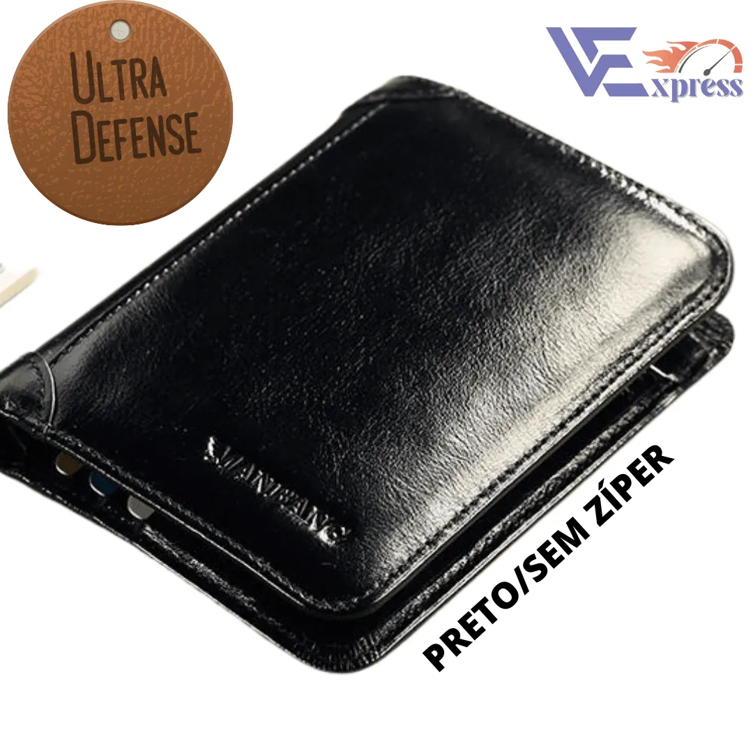 Carteira Masculina em Couro ULTRA DEFENSE - AntiFurto RFID