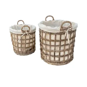 Cestos  Basket Redondos Juego de 2pz Color Natural CIREBON -31700CB