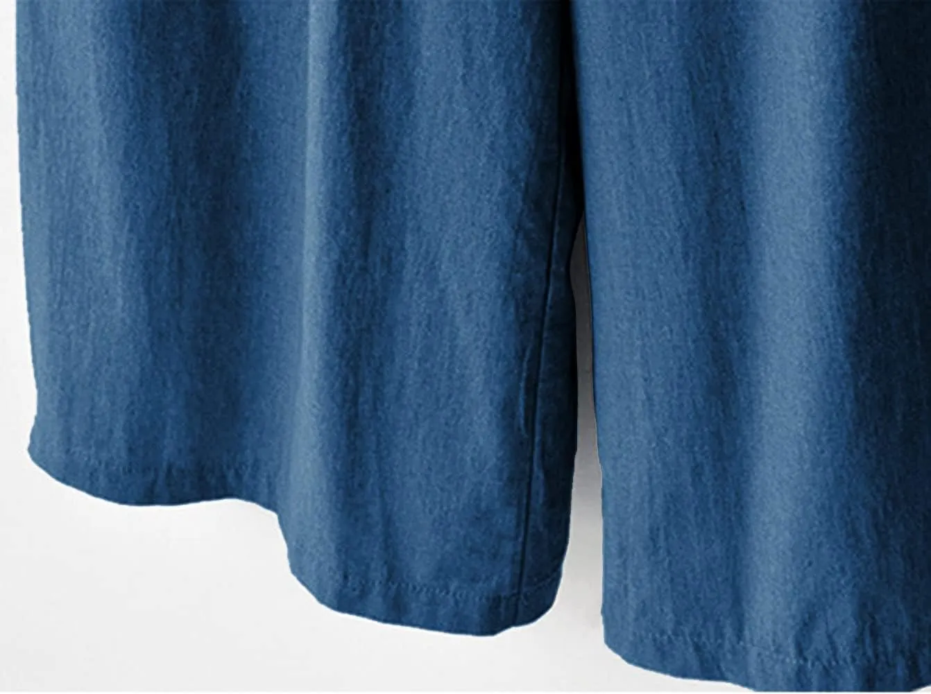 CHARTOU Women Elastic Waist Wide Leg Capris Cropped Denim Pants Jeans Palazzo Culottes with Pocket