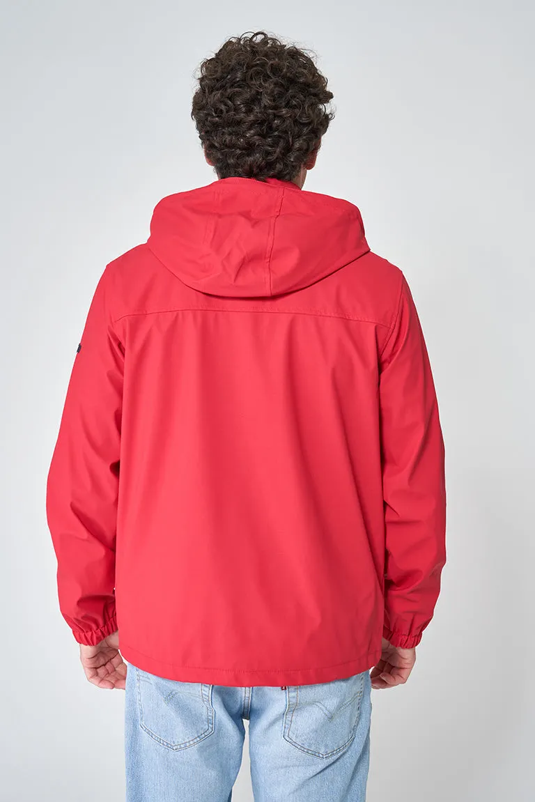 Chubasquero ligero marinero impermeable coordenadas en manga, bolsillo delantero.