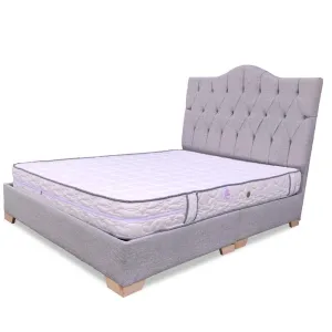Combo Base Cama    Espaldar Escandinavo En Tela Tela Gris   Colchon