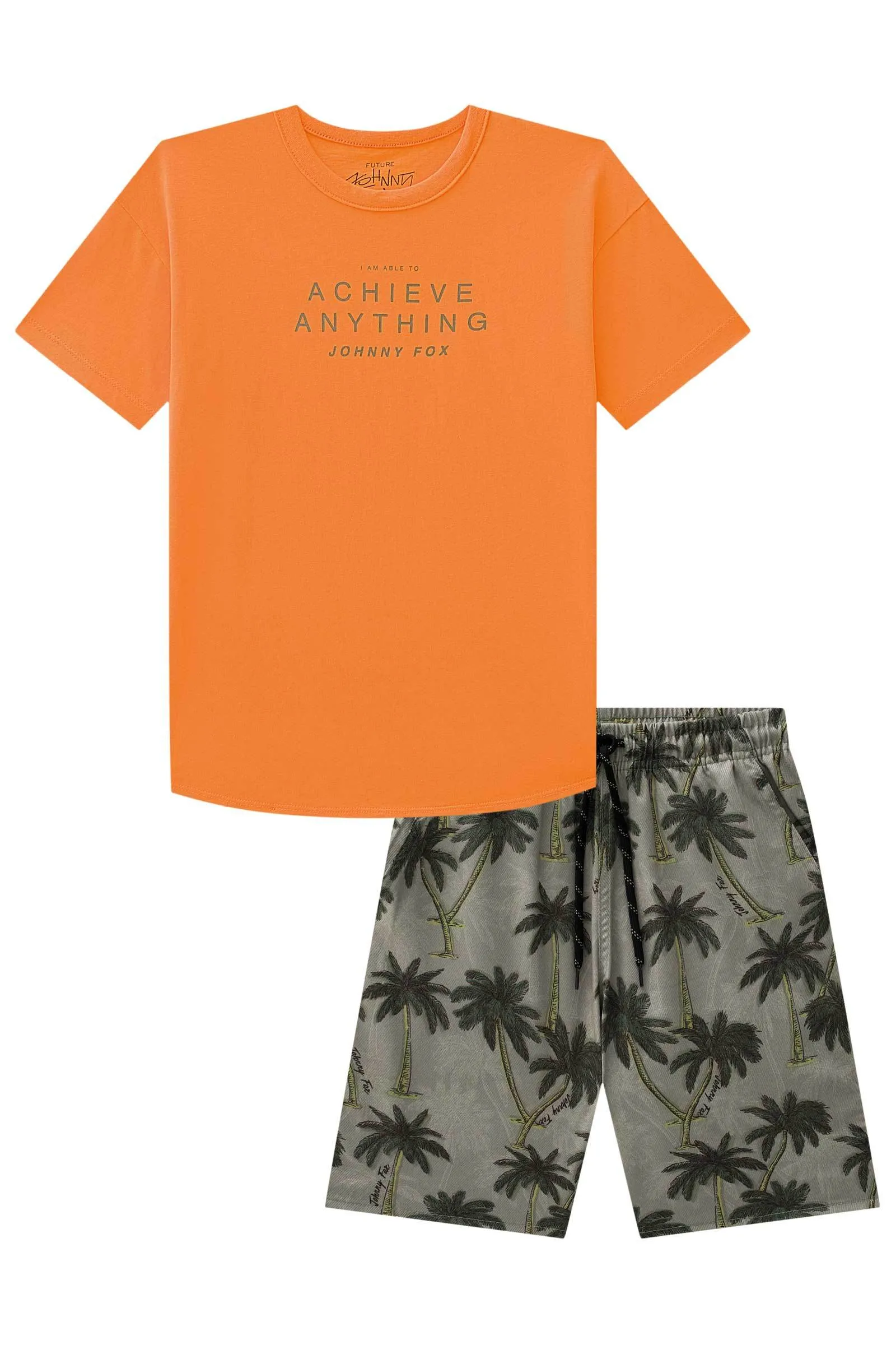 Conjunto de Camiseta em Meia Malha e Bermuda em Nylon Hidronatic  Twill com Elastano 75589 Johnny Fox