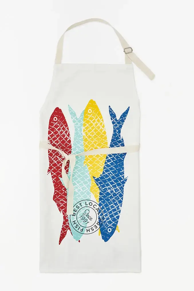 Delantal con peces colores en algodón grueso