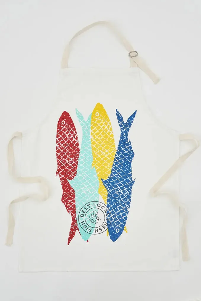 Delantal con peces colores en algodón grueso