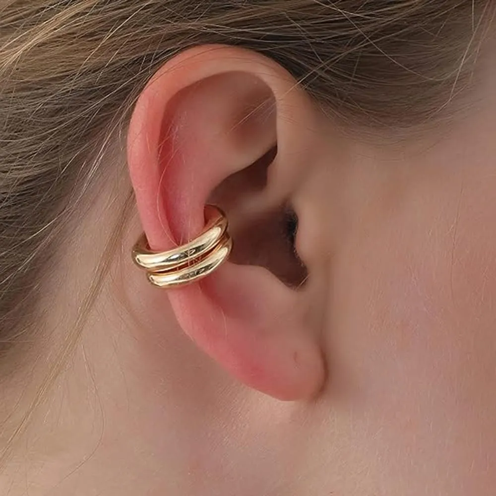 Ear Cuffs Non Piercing Aretes De Mujer Gold Chunky Earrings for Women Clip On Earrings Non Tarnish Gold Earrings Gifts Trendy Stuffers