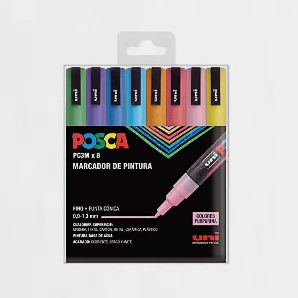 Estuche 8 Rotuladores Posca PC-3M Sparkling