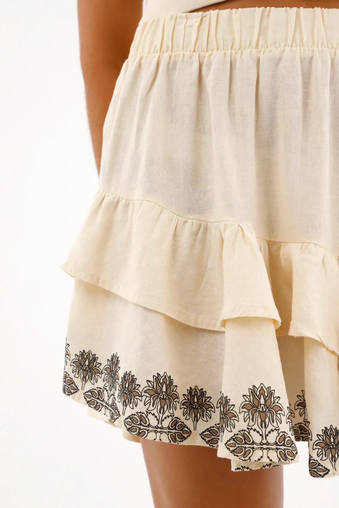 Falda corta con bolero y estampado para mujer
