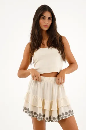 Falda corta con bolero y estampado para mujer