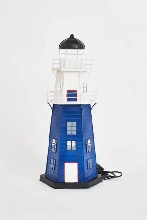 Faro de metal 59 cm azul y blanco