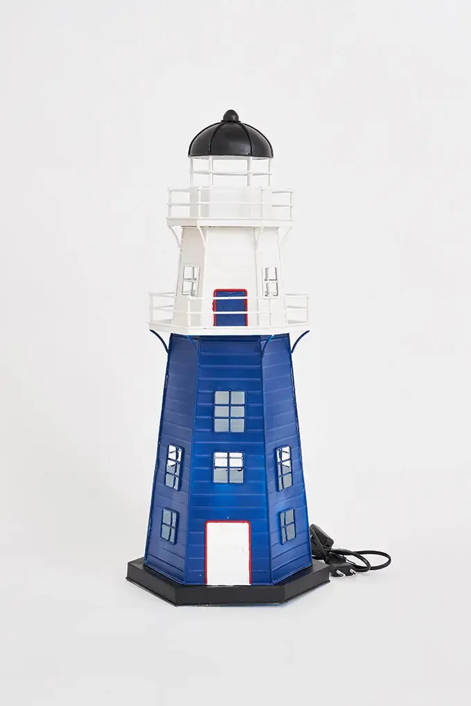 Faro de metal 59 cm azul y blanco