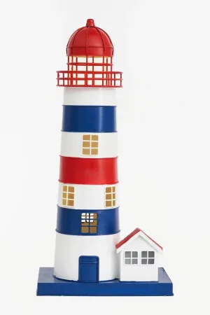 Faro de metal grande con casa