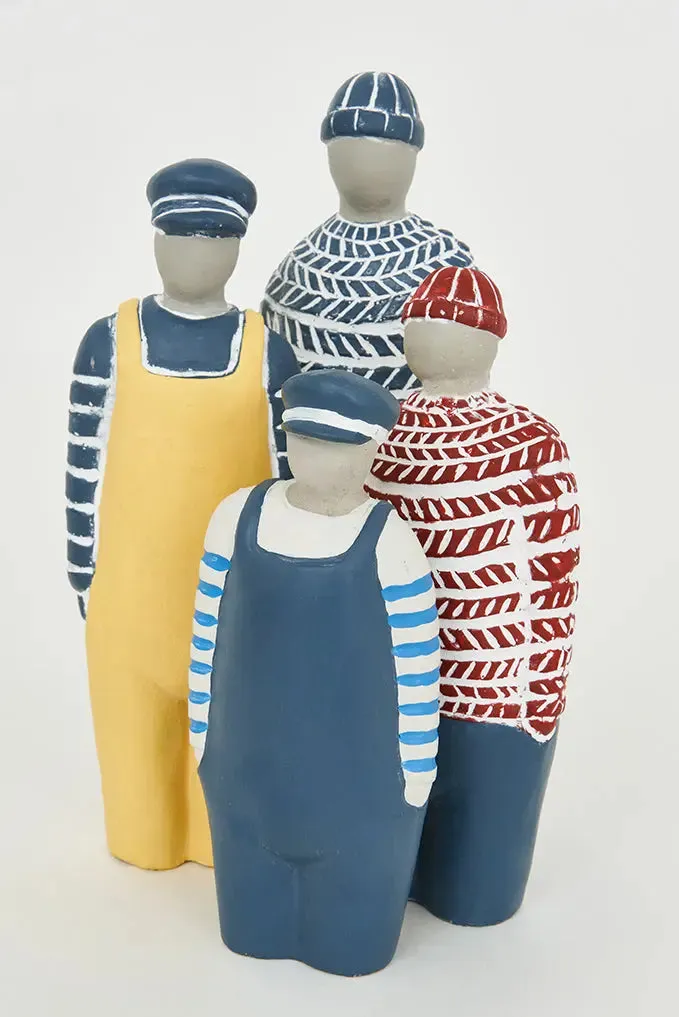 Figura de cemento marinero pintada de azul
