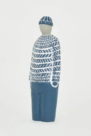 Figura de cemento marinero pintada de azul