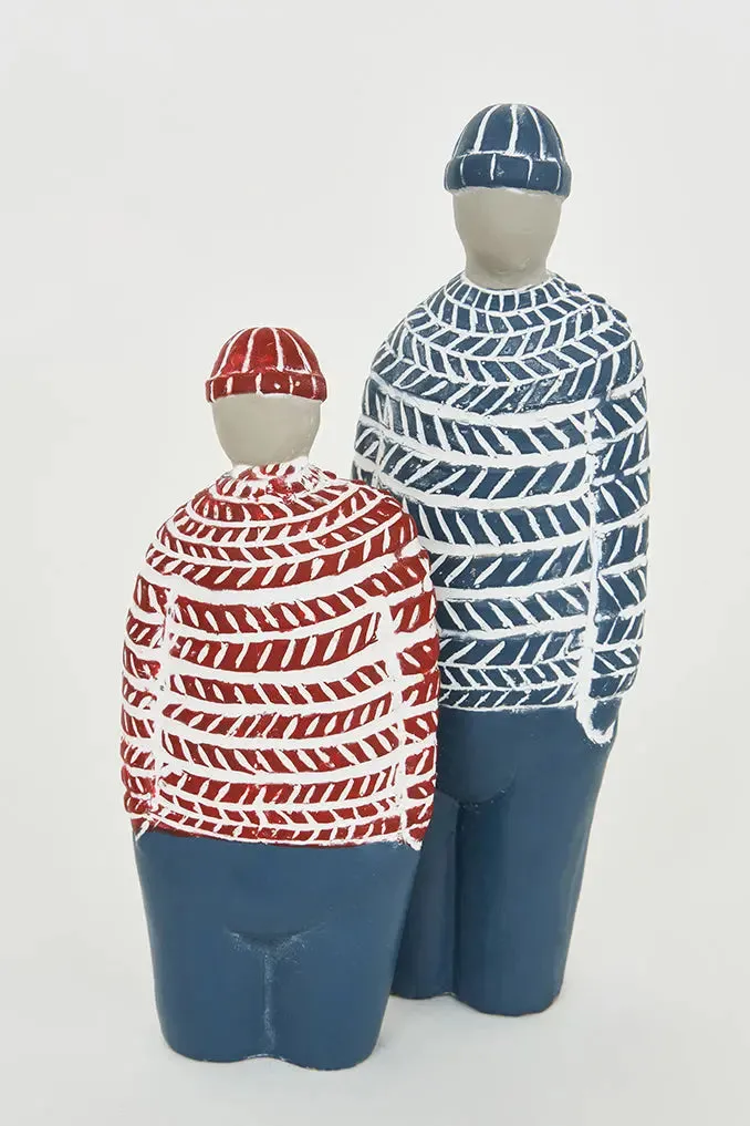 Figura de cemento marinero pintada de azul