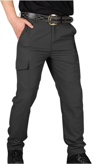 Finelylove Hiking Pants Men Lightweight Waterproof Cargo Pants Regular Fit Quick Dry Tactical Work Pants with 6 Pockets