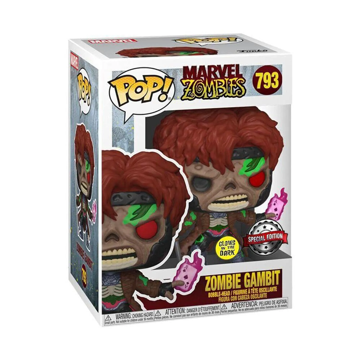 Funko Pop Zombie Gambit 793 Special Edition Glow Marvel Zombies