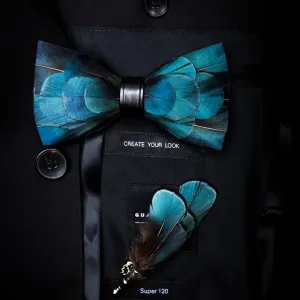 Gravata Masculina Borboleta de Pena Feita a Mão JEMYGINS