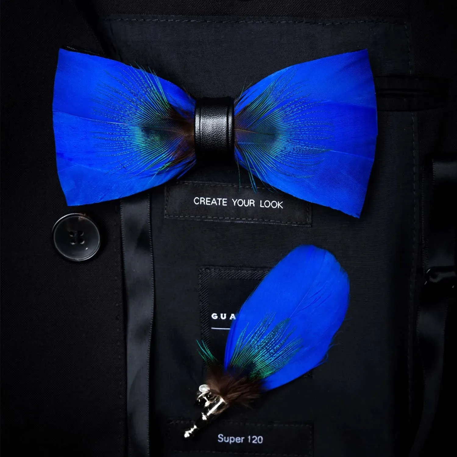 Gravata Masculina Borboleta de Pena Feita a Mão JEMYGINS