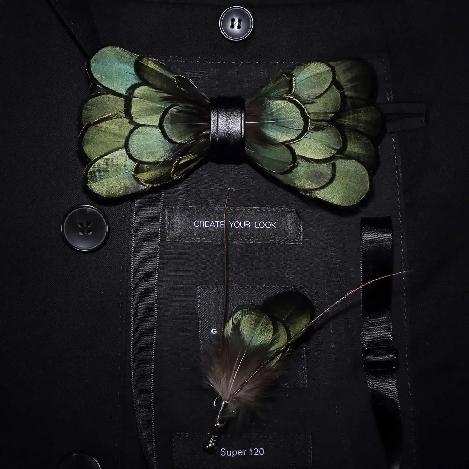 Gravata Masculina Borboleta de Pena Feita a Mão JEMYGINS