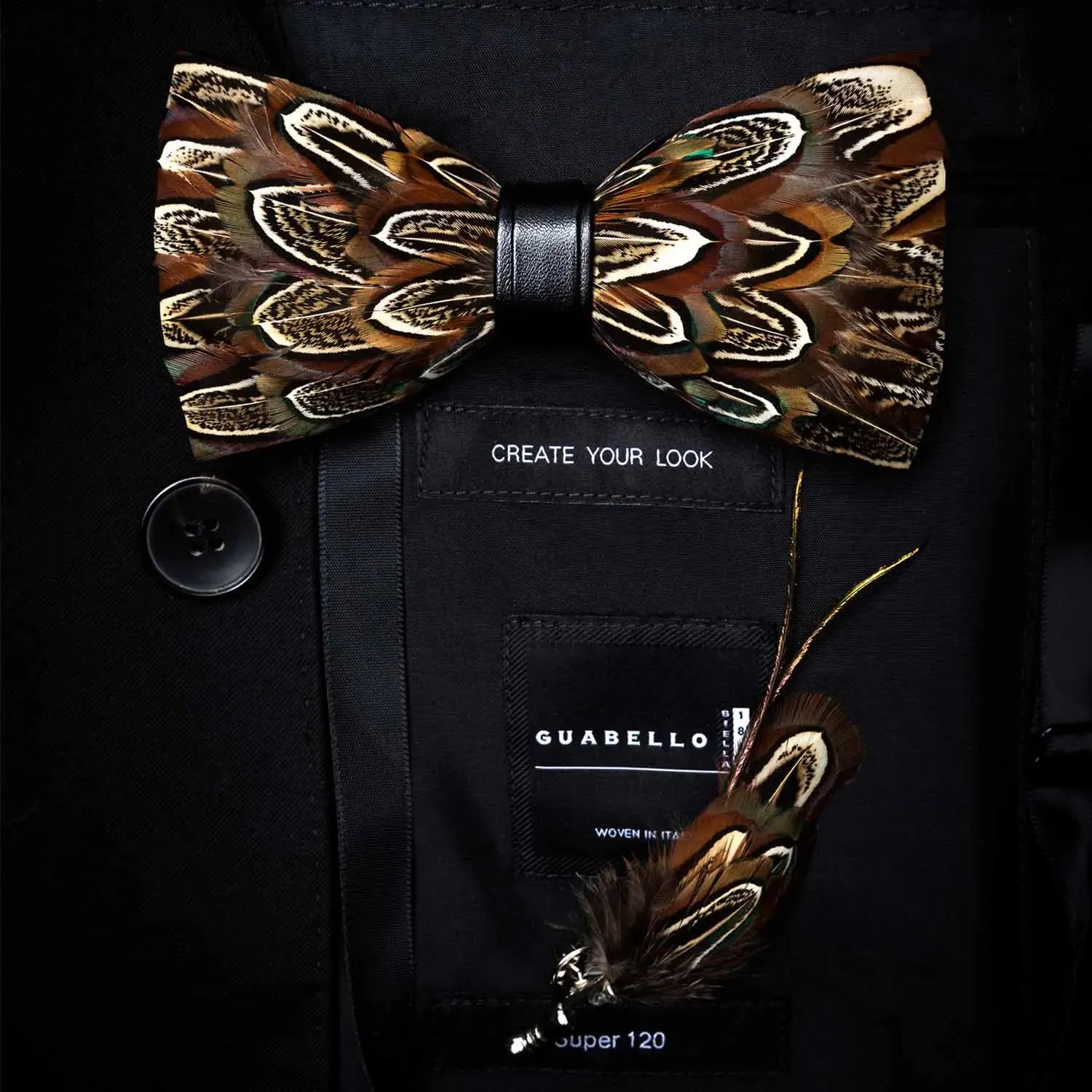 Gravata Masculina Borboleta de Pena Feita a Mão JEMYGINS