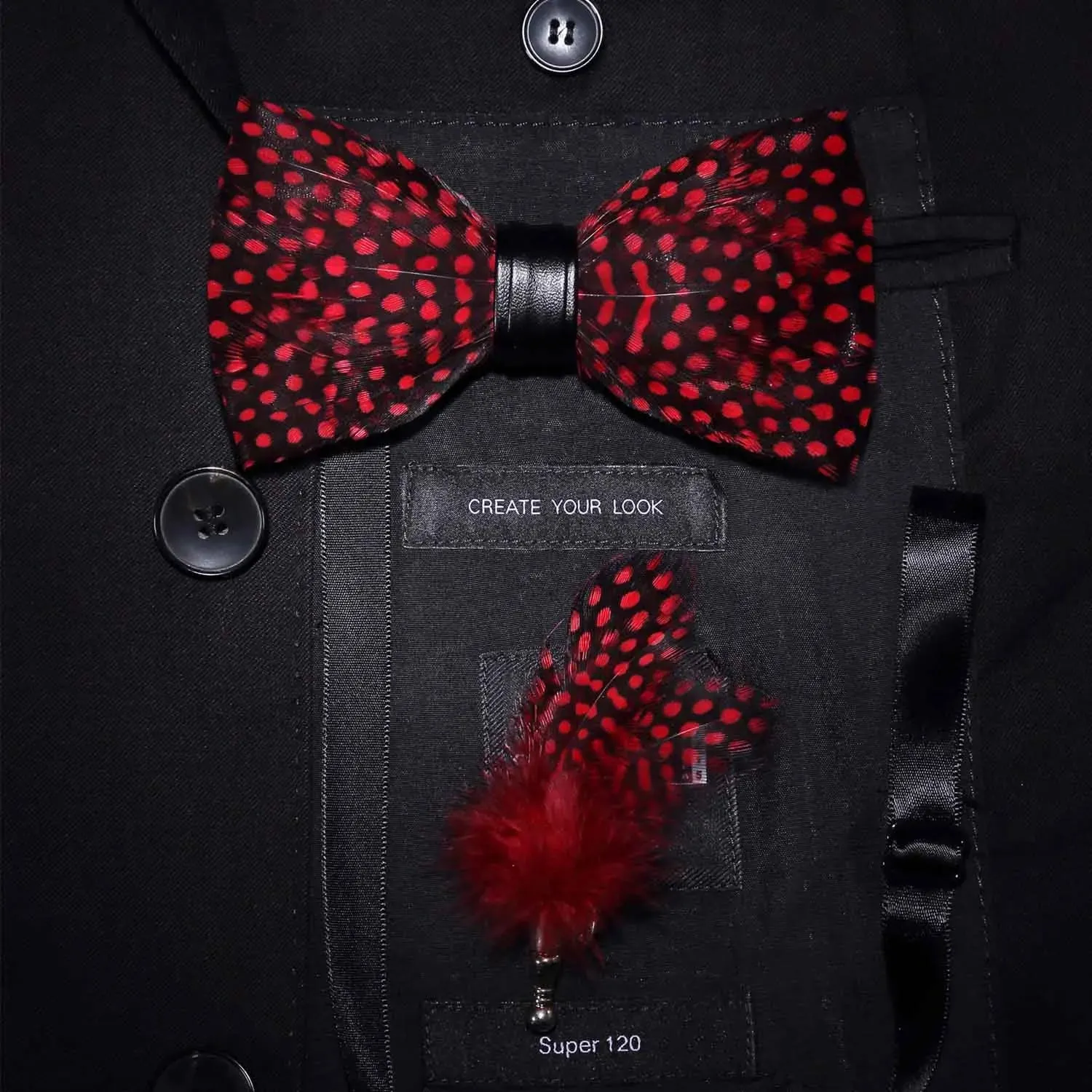 Gravata Masculina Borboleta de Pena Feita a Mão JEMYGINS