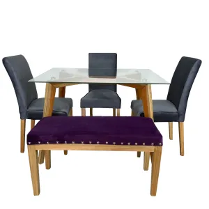 Juego de Comedor Rio 5 Puestos Tela Petfriendly Gris Morado