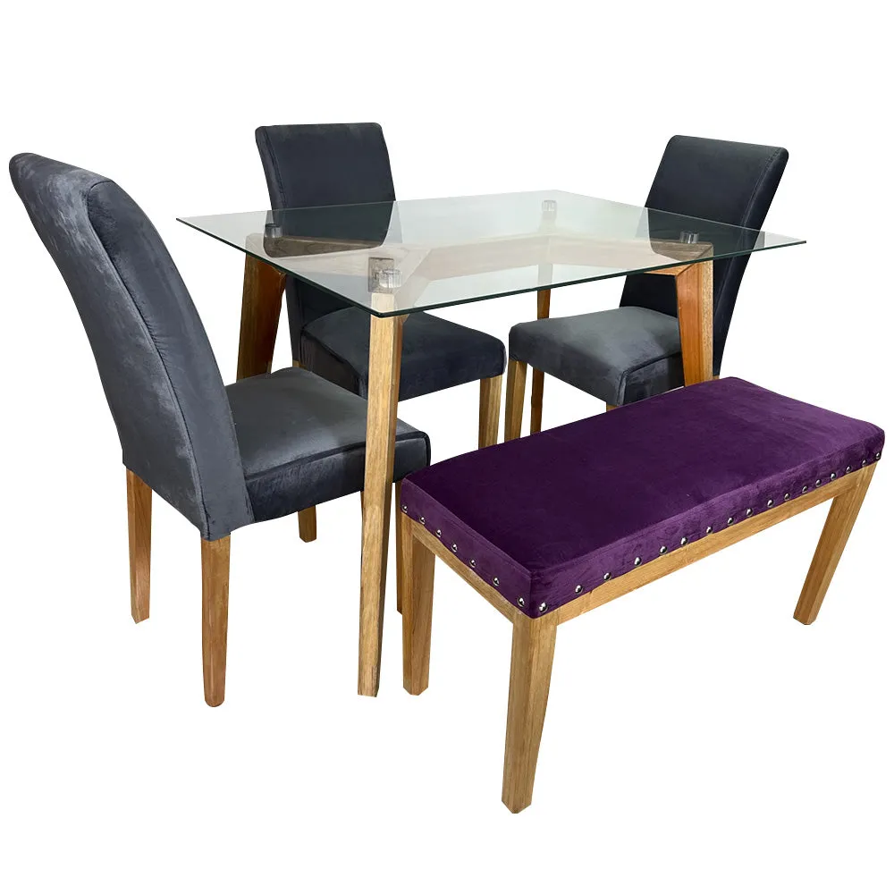 Juego de Comedor Rio 5 Puestos Tela Petfriendly Gris Morado