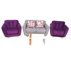 Juego de Sala Moderno Habana   Mesa   Cojines Gris Morado