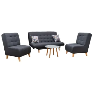 Juego de Sofa Cama Porto Tela Gris Oscuro   Mesa   Cojines