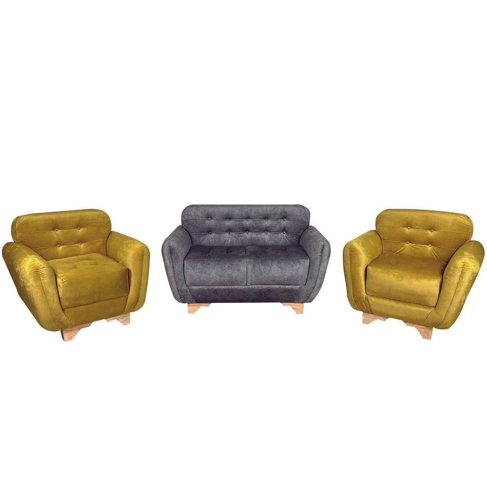 Juego de Sofa en L Habana Tela Pet Friendly Gris Mostaza