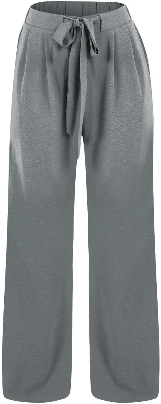 Kids Girls Baggy Palazzo Pants Loose Wide Leg Straight Drawsting High Waist Trousers Daily Lightweight Trendy Pants