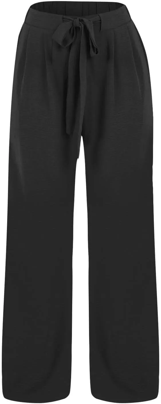 Kids Girls Baggy Palazzo Pants Loose Wide Leg Straight Drawsting High Waist Trousers Daily Lightweight Trendy Pants