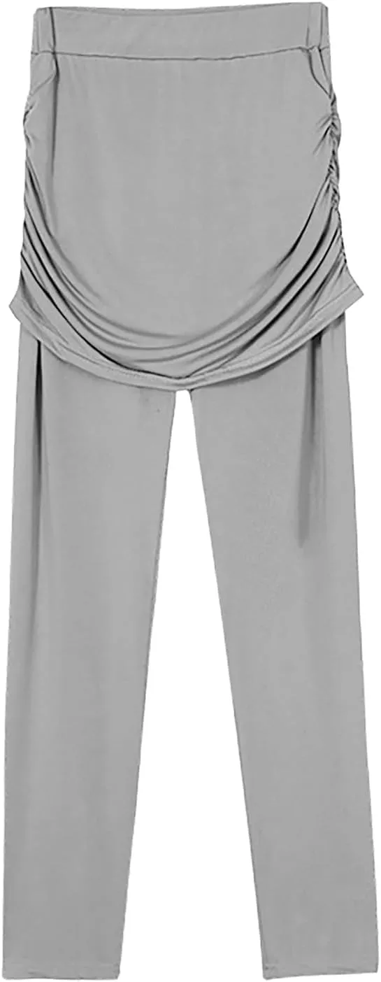 LAWOR Womens 2 in 1 Skirted Leggings Capri Skort High Waisted Yoga Booty Pants Workout Golf Tennis Skirt Running Yoga Tights
