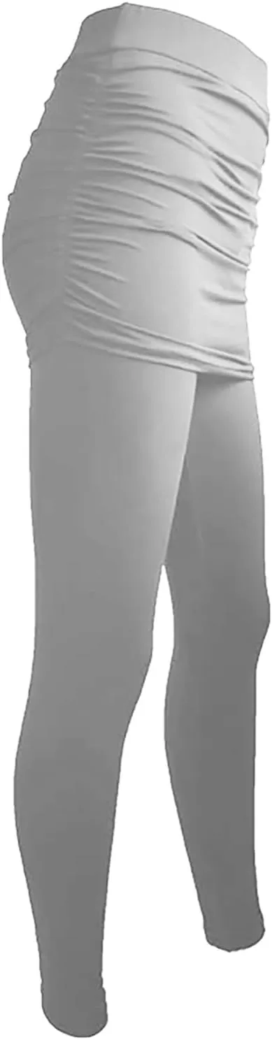 LAWOR Womens 2 in 1 Skirted Leggings Capri Skort High Waisted Yoga Booty Pants Workout Golf Tennis Skirt Running Yoga Tights