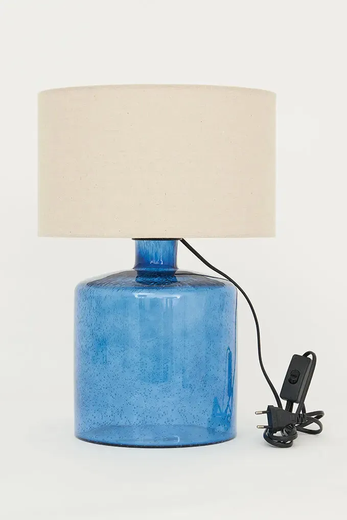 Lámpara de vidrio y lona grande azul