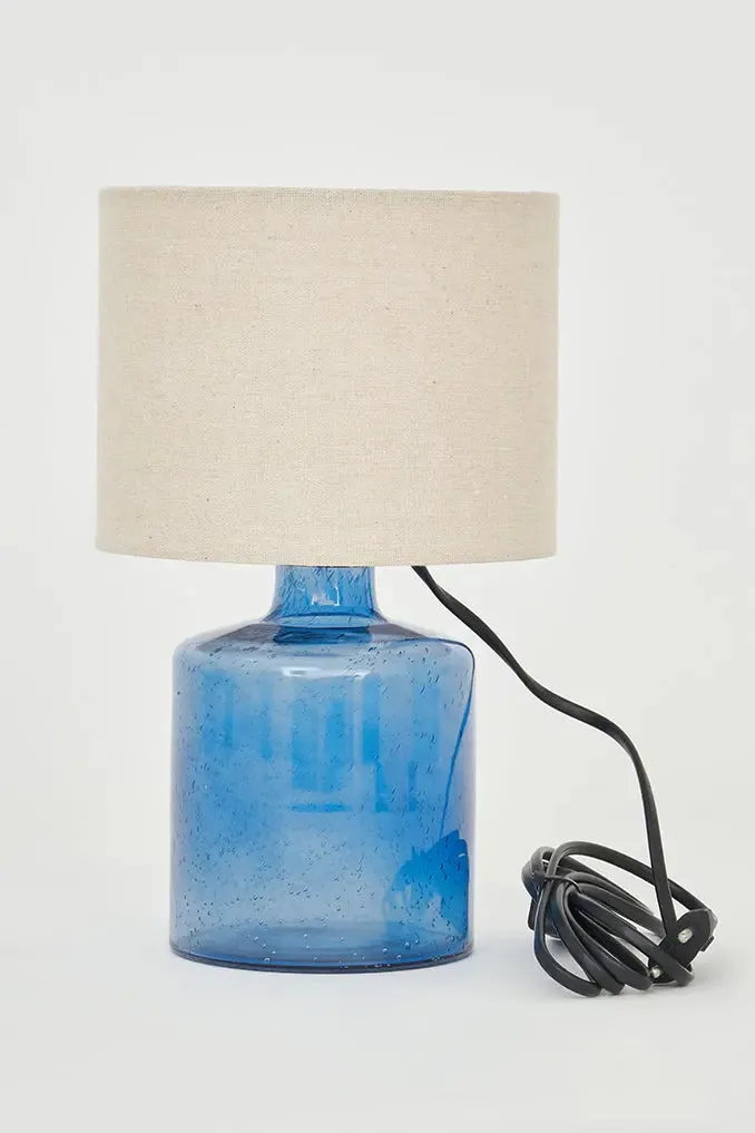 Lámpara de vidrio y lona pequeña azul