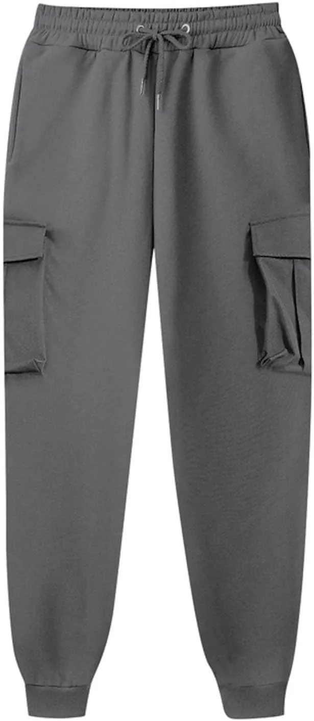 maisdgop Womens Cargo Pants Casual High Waisted Drawstring Pants Baggy Wide Leg Sweatpant Oversized Trousers with Pockets