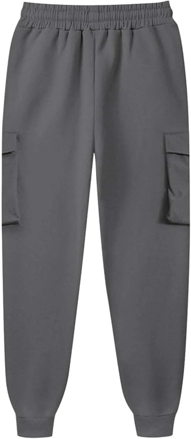 maisdgop Womens Cargo Pants Casual High Waisted Drawstring Pants Baggy Wide Leg Sweatpant Oversized Trousers with Pockets