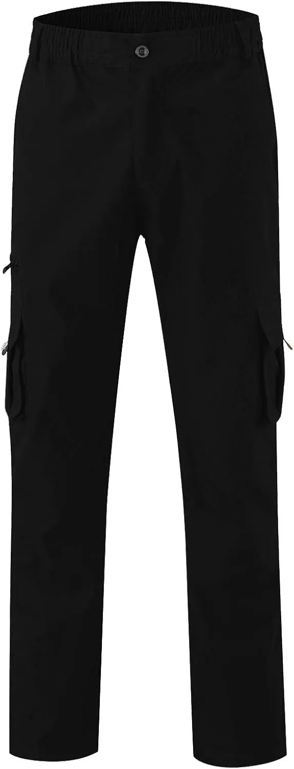 Men's Cotton Blend Cargo Pants Stretch Tactical Pant with Multi Pockets Baggy Hiking Jogger Outdoor Trousers