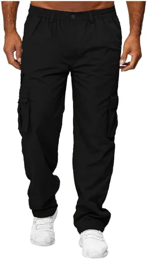 Men's Cotton Blend Cargo Pants Stretch Tactical Pant with Multi Pockets Baggy Hiking Jogger Outdoor Trousers