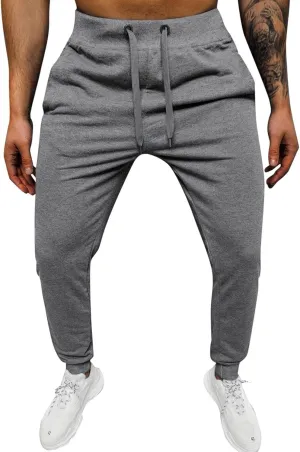 Men's Sweatpants Fleece Warm Joggers Elastic Waist Lace Up Pants Fashion Casual Lightweight Slim Fit Pockets Trousers
