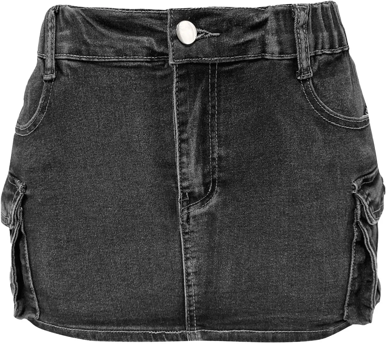 Mini Skirts for Women 2025 Solid Color Stretchy Low Waist Denim Skirt Lightweight 2025 Y2K Jean Bottoms with Pockets